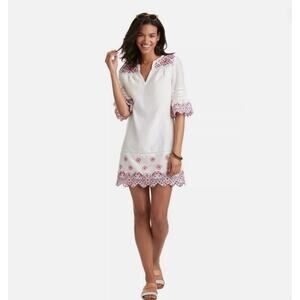 Vineyard Vines Women's Embroidered Eyelet Shift Dress White Size 2